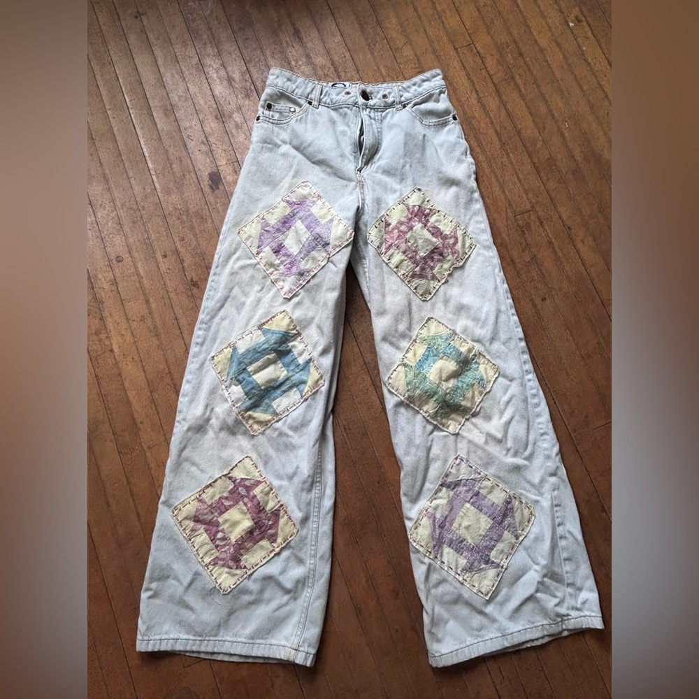Cheap Monday Wide Leg Vintage Patchwork Women Jeans Size 34 (OOAK)